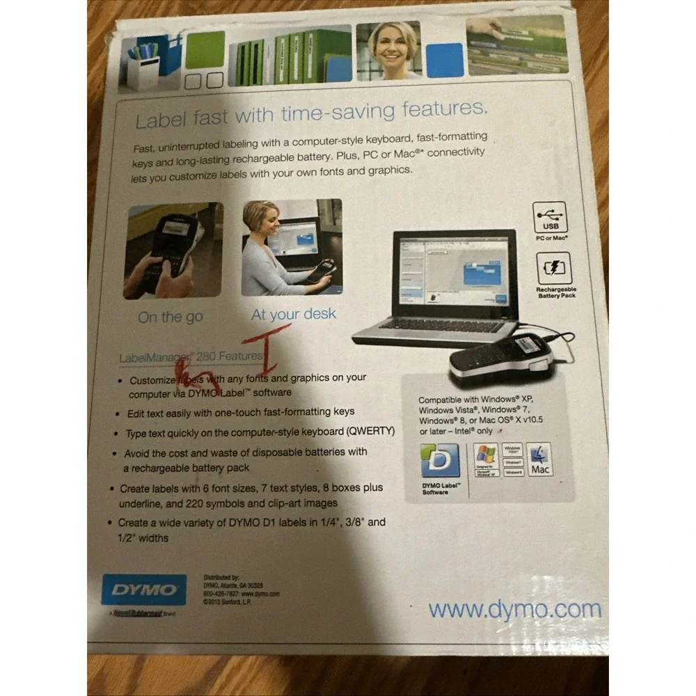 Dymo LabelManager 280 Hand-Held Label Maker with Charging Cable